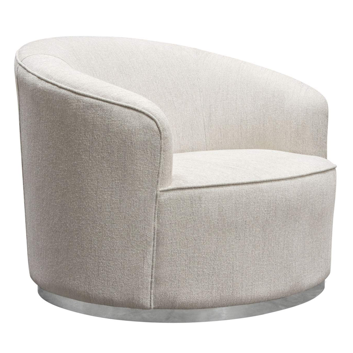RAVENCHCM Raven Chair In Light Cream Fabric W/ Brushed Silver Accent Trim