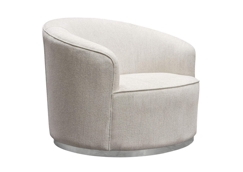 RAVENCHCM Raven Chair In Light Cream Fabric W/ Brushed Silver Accent Trim