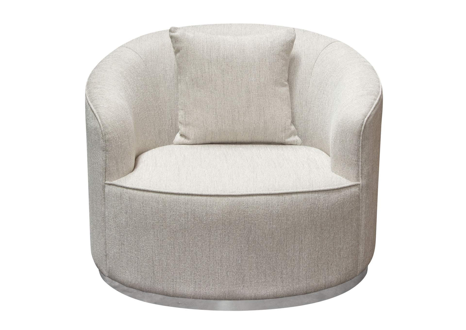 RAVENCHCM Raven Chair In Light Cream Fabric W/ Brushed Silver Accent Trim