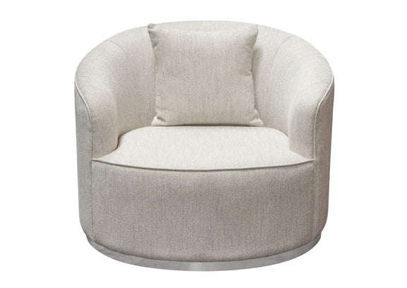 RAVENCHCM Raven Chair In Light Cream Fabric W/ Brushed Silver Accent Trim