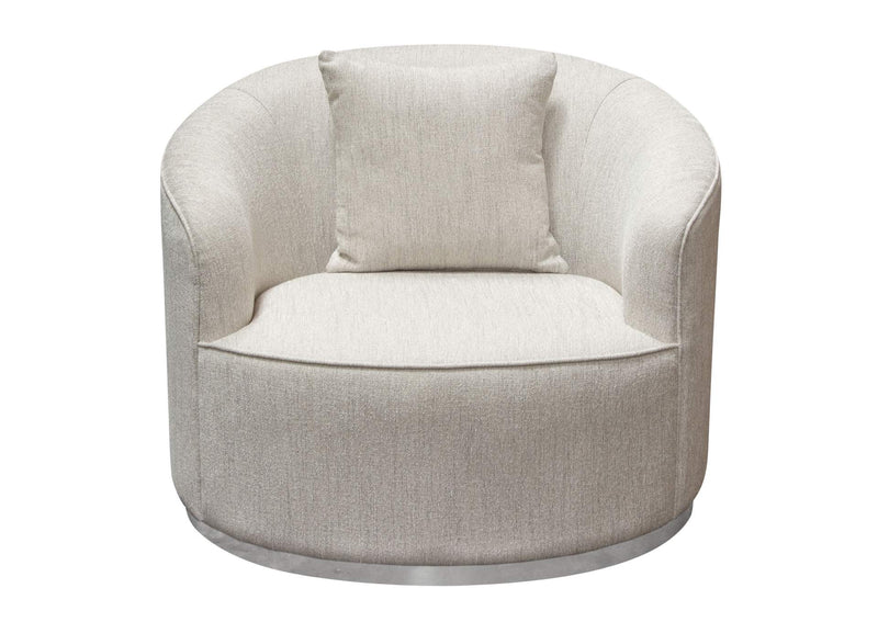 RAVENCHCM Raven Chair In Light Cream Fabric W/ Brushed Silver Accent Trim