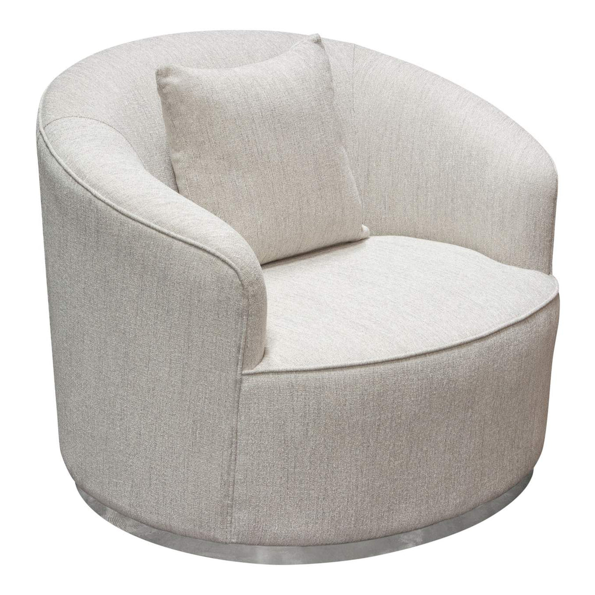 RAVENCHCM Raven Chair In Light Cream Fabric W/ Brushed Silver Accent Trim