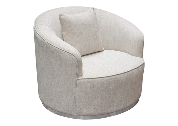 RAVENCHCM Raven Chair In Light Cream Fabric W/ Brushed Silver Accent Trim