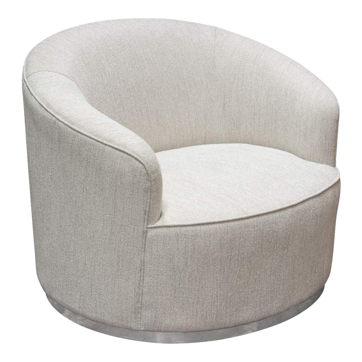 RAVENCHCM Raven Chair In Light Cream Fabric W/ Brushed Silver Accent Trim