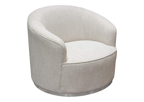 RAVENCHCM Raven Chair In Light Cream Fabric W/ Brushed Silver Accent Trim