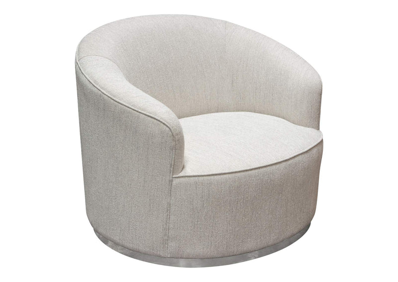 RAVENCHCM Raven Chair In Light Cream Fabric W/ Brushed Silver Accent Trim