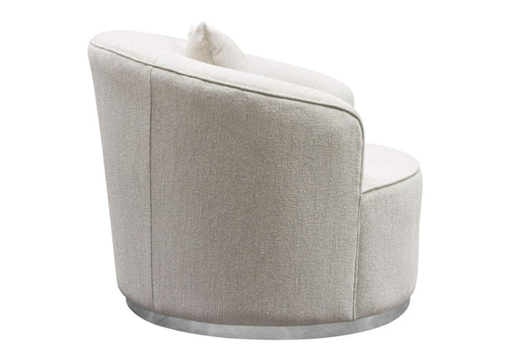 RAVENCHCM Raven Chair In Light Cream Fabric W/ Brushed Silver Accent Trim