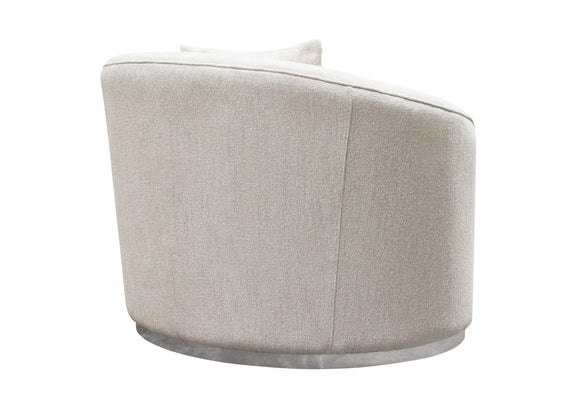 RAVENCHCM Raven Chair In Light Cream Fabric W/ Brushed Silver Accent Trim