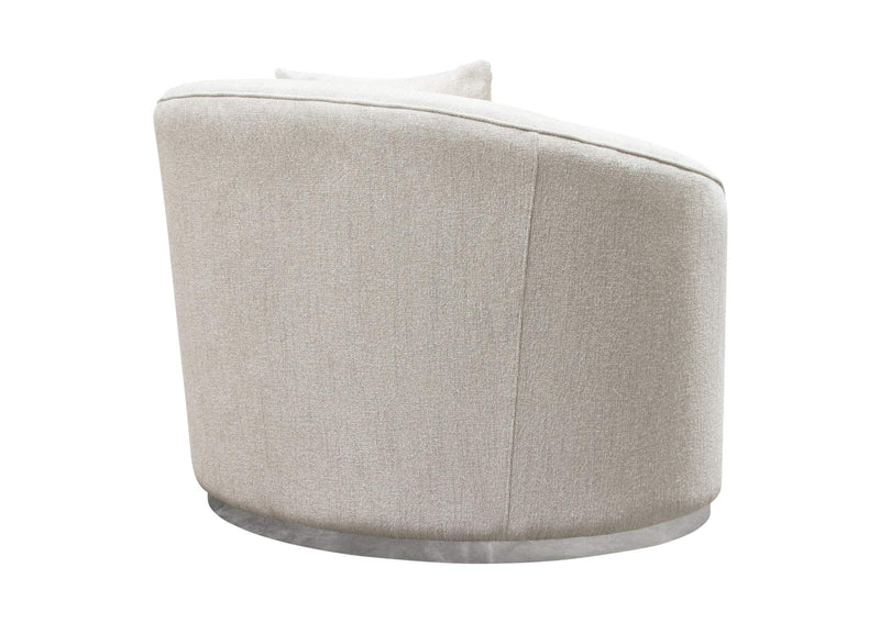 RAVENCHCM Raven Chair In Light Cream Fabric W/ Brushed Silver Accent Trim