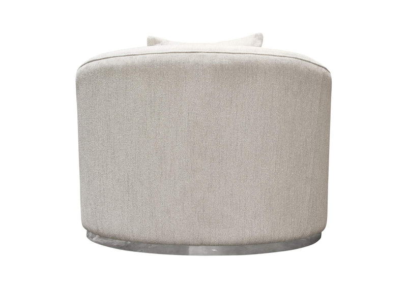 RAVENCHCM Raven Chair In Light Cream Fabric W/ Brushed Silver Accent Trim
