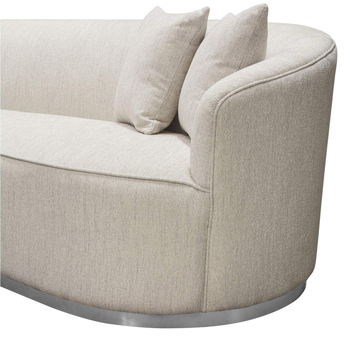 RAVENSOCM Raven Sofa In Light Cream Fabric W/ Brushed Silver Accent Trim
