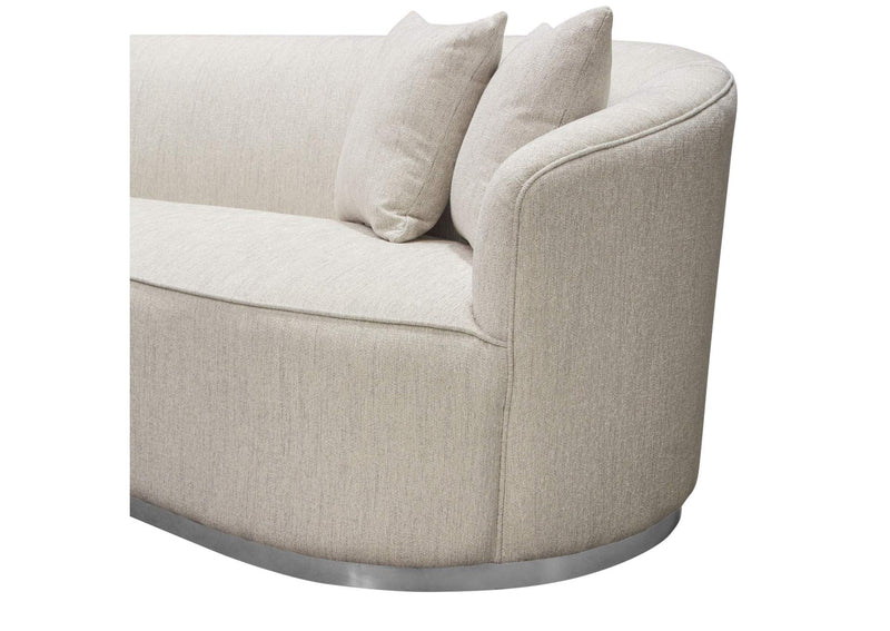 RAVENSOCM Raven Sofa In Light Cream Fabric W/ Brushed Silver Accent Trim