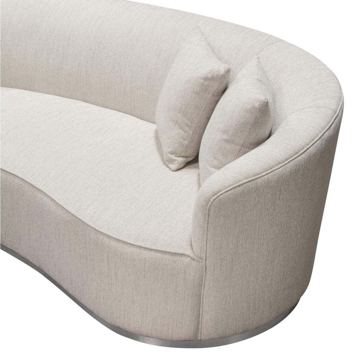 RAVENSOCM Raven Sofa In Light Cream Fabric W/ Brushed Silver Accent Trim