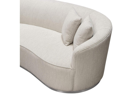 RAVENSOCM Raven Sofa In Light Cream Fabric W/ Brushed Silver Accent Trim