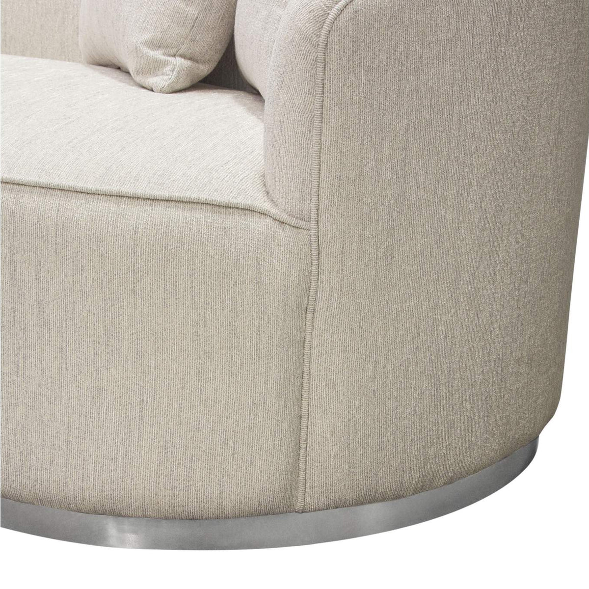 RAVENSOCM Raven Sofa In Light Cream Fabric W/ Brushed Silver Accent Trim