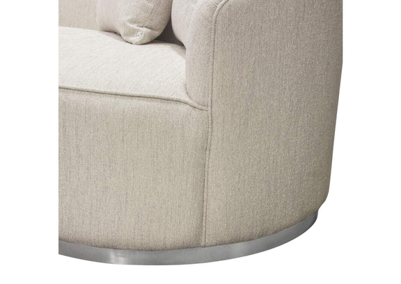 RAVENSOCM Raven Sofa In Light Cream Fabric W/ Brushed Silver Accent Trim