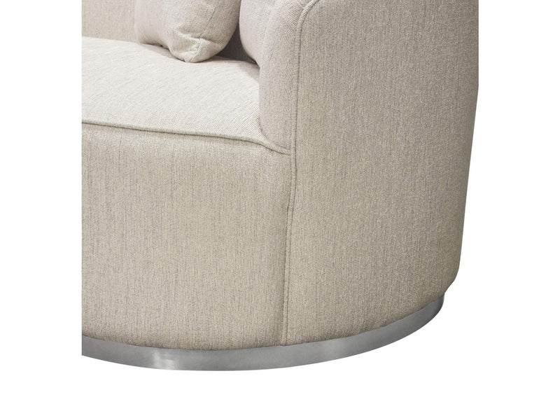 RAVENSOCM Raven Sofa In Light Cream Fabric W/ Brushed Silver Accent Trim