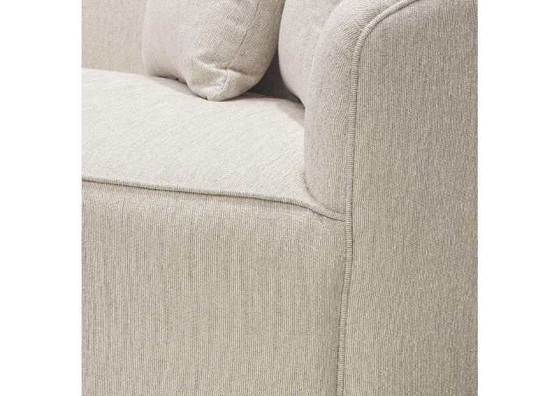 RAVENSOCM Raven Sofa In Light Cream Fabric W/ Brushed Silver Accent Trim