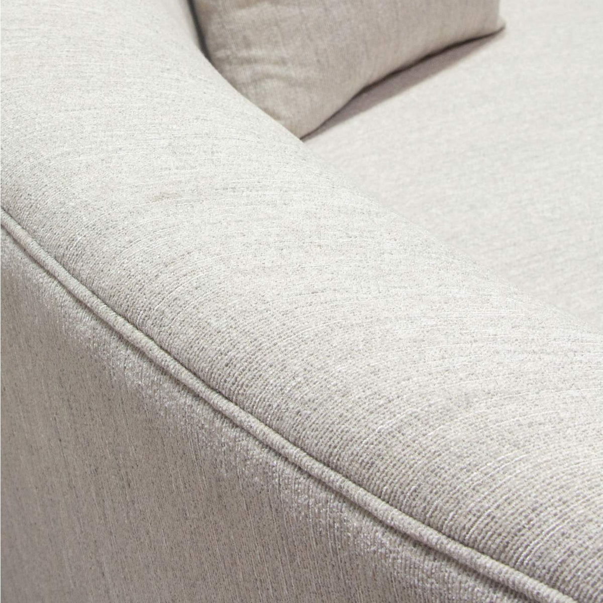 RAVENSOCM Raven Sofa In Light Cream Fabric W/ Brushed Silver Accent Trim