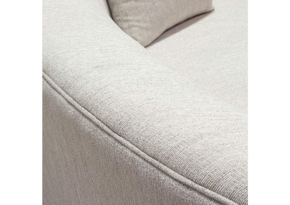 RAVENSOCM Raven Sofa In Light Cream Fabric W/ Brushed Silver Accent Trim
