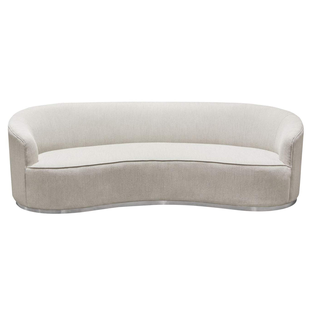 RAVENSOCM Raven Sofa In Light Cream Fabric W/ Brushed Silver Accent Trim