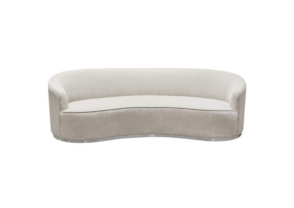 RAVENSOCM Raven Sofa In Light Cream Fabric W/ Brushed Silver Accent Trim