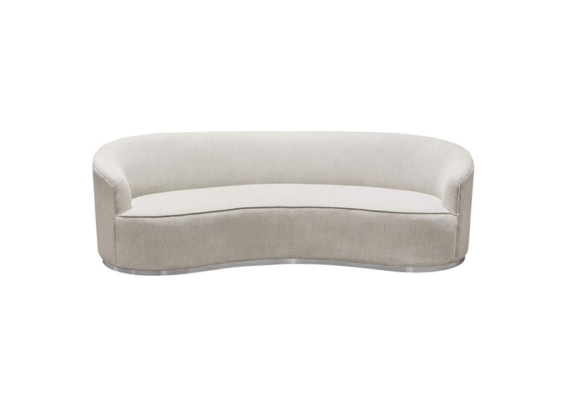 RAVENSOCM Raven Sofa In Light Cream Fabric W/ Brushed Silver Accent Trim