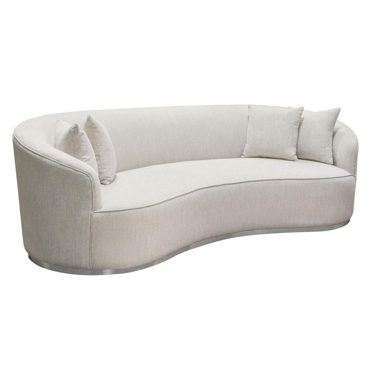 RAVENSOCM Raven Sofa In Light Cream Fabric W/ Brushed Silver Accent Trim