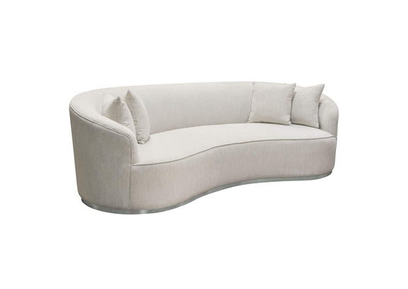 RAVENSOCM Raven Sofa In Light Cream Fabric W/ Brushed Silver Accent Trim