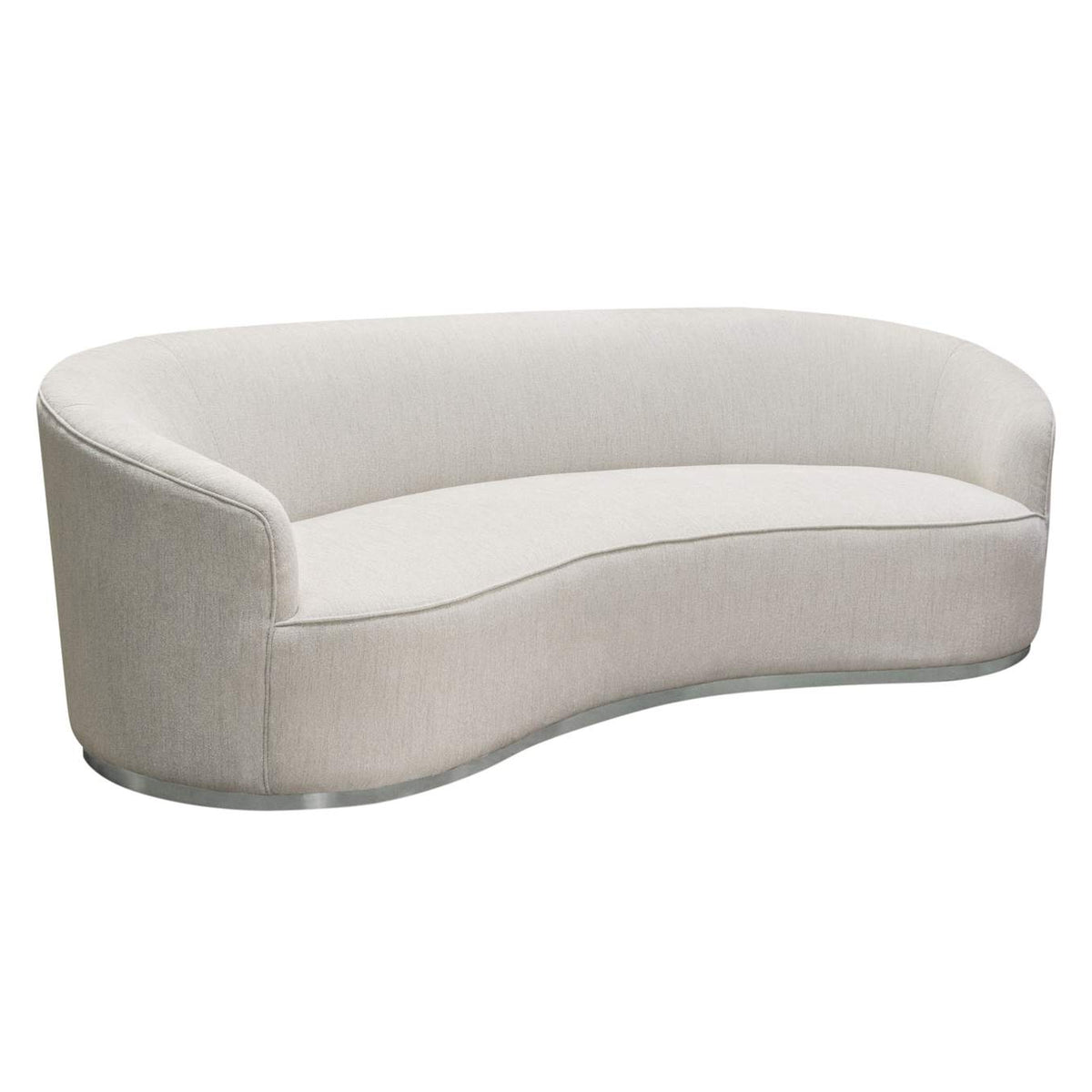 RAVENSOCM Raven Sofa In Light Cream Fabric W/ Brushed Silver Accent Trim