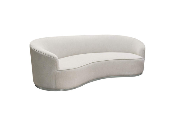RAVENSOCM Raven Sofa In Light Cream Fabric W/ Brushed Silver Accent Trim