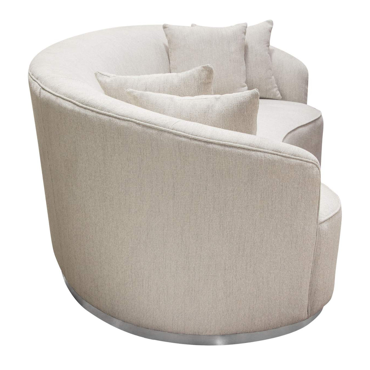 RAVENSOCM Raven Sofa In Light Cream Fabric W/ Brushed Silver Accent Trim