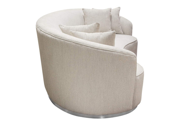 RAVENSOCM Raven Sofa In Light Cream Fabric W/ Brushed Silver Accent Trim