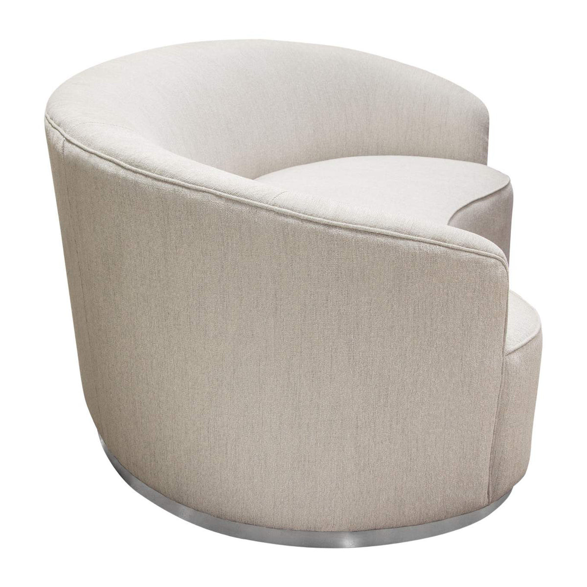 RAVENSOCM Raven Sofa In Light Cream Fabric W/ Brushed Silver Accent Trim