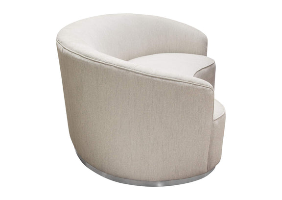 RAVENSOCM Raven Sofa In Light Cream Fabric W/ Brushed Silver Accent Trim