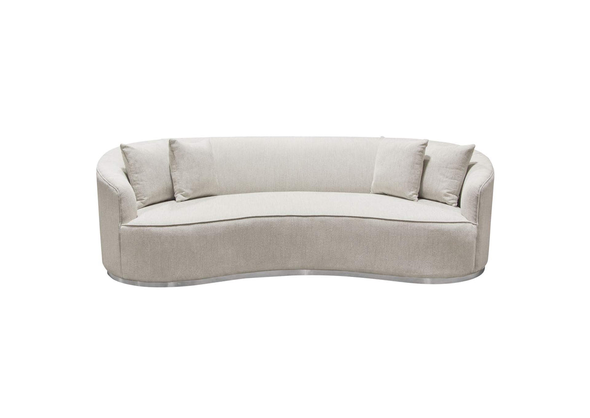 RAVENSOCM Raven Sofa In Light Cream Fabric W/ Brushed Silver Accent Trim