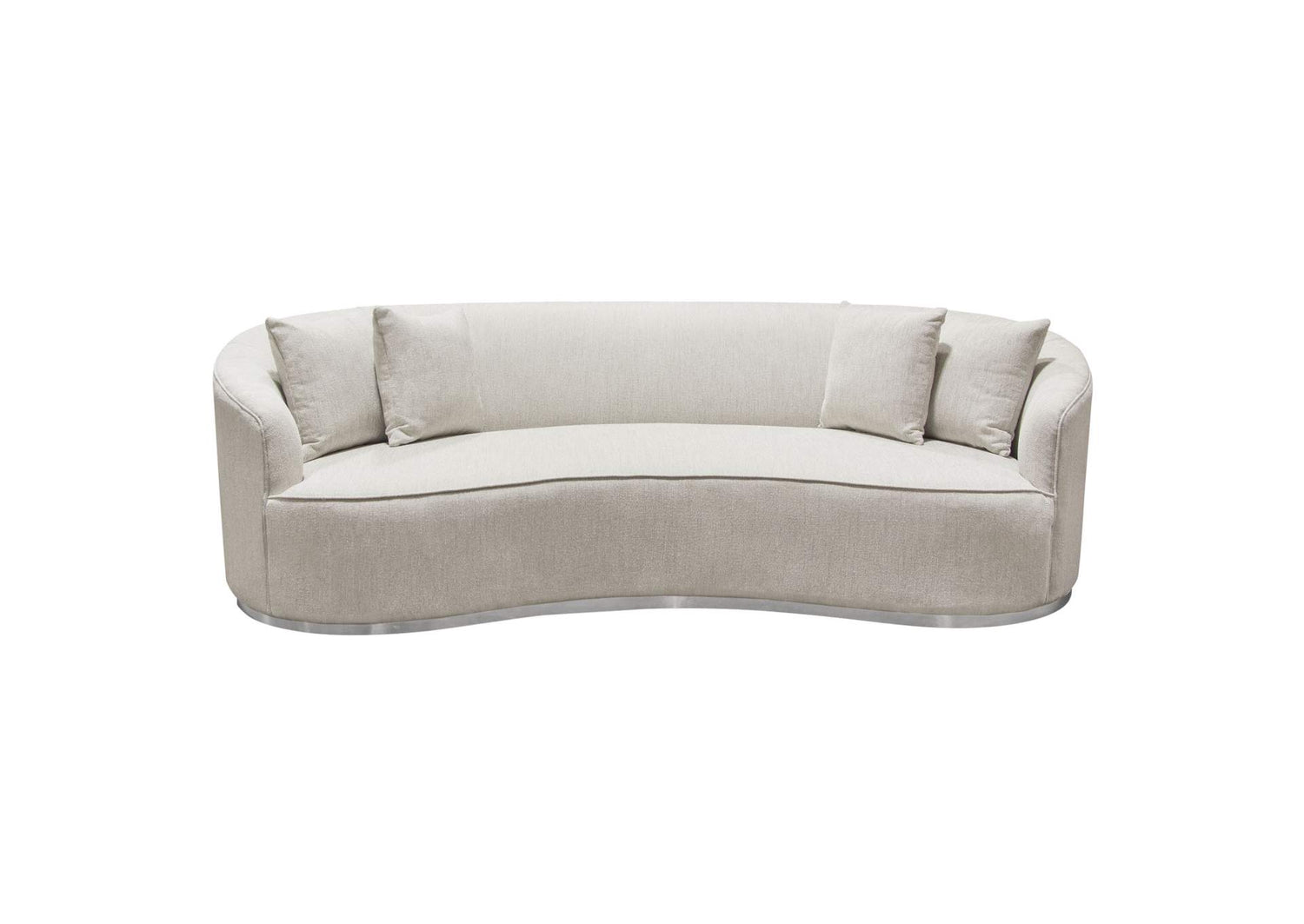RAVENSOCM Raven Sofa In Light Cream Fabric W/ Brushed Silver Accent Trim