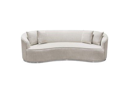 RAVENSOCM Raven Sofa In Light Cream Fabric W/ Brushed Silver Accent Trim