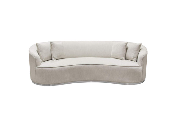RAVENSOCM Raven Sofa In Light Cream Fabric W/ Brushed Silver Accent Trim