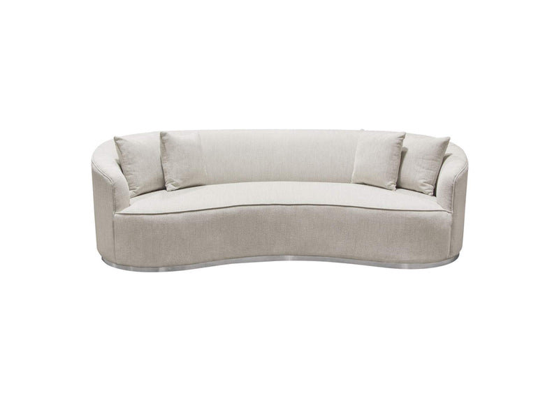 RAVENSOCM Raven Sofa In Light Cream Fabric W/ Brushed Silver Accent Trim