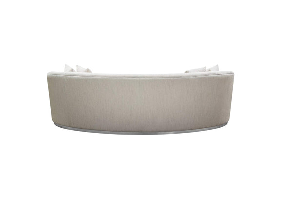 RAVENSOCM Raven Sofa In Light Cream Fabric W/ Brushed Silver Accent Trim