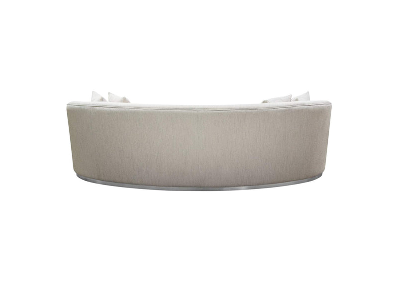 RAVENSOCM Raven Sofa In Light Cream Fabric W/ Brushed Silver Accent Trim