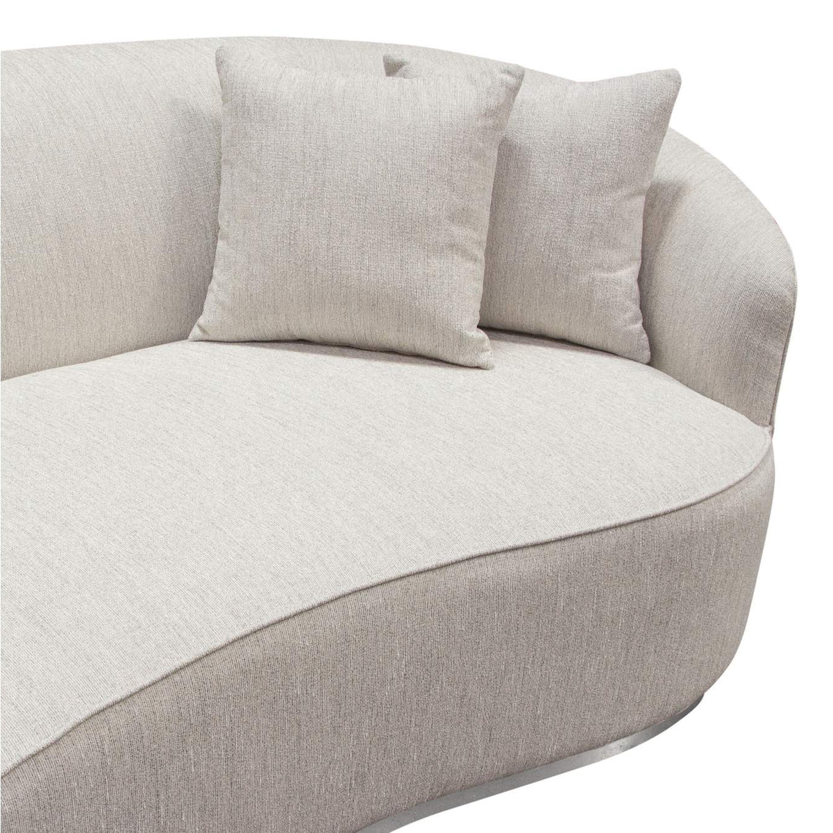 RAVENSOCM Raven Sofa In Light Cream Fabric W/ Brushed Silver Accent Trim