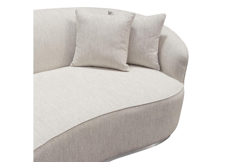 RAVENSOCM Raven Sofa In Light Cream Fabric W/ Brushed Silver Accent Trim