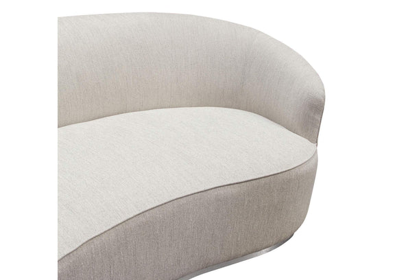 RAVENSOCM Raven Sofa In Light Cream Fabric W/ Brushed Silver Accent Trim
