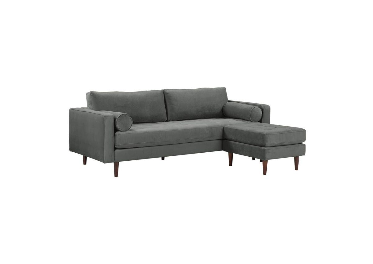 REN-L01143-SEC Cave Ash Gray Velvet Sectional