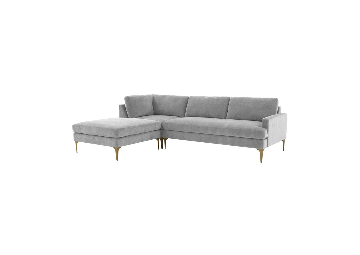 REN-L05130-SEC4L Serena Gray Velvet Left Facing Chaise Sectional
