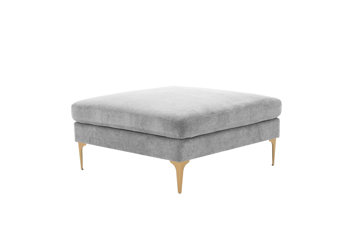 REN-L05131 Serena Gray Velvet Ottoman