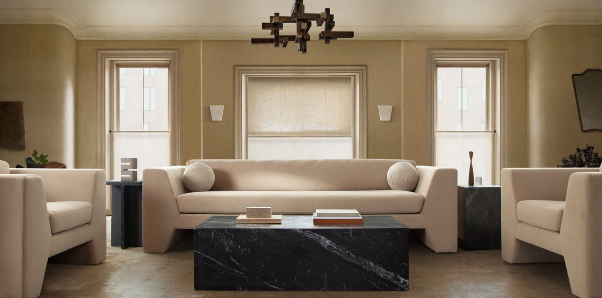 Rift Sofa in Camel Performance Velvet