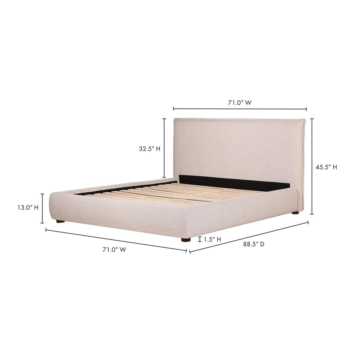 RN-1129-40-0 Luzon Queen Bed Light Grey